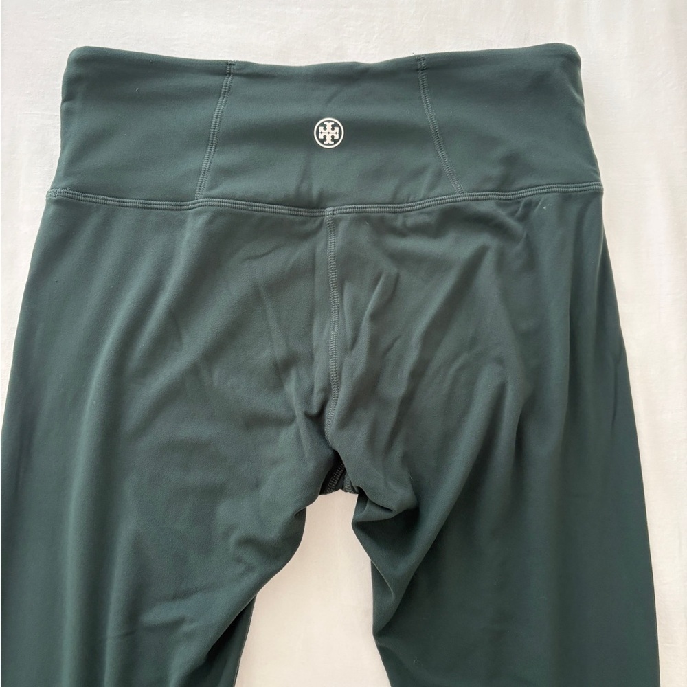 Tory Burch Multi-Stripe Chevron Green Leggings with Blue and White Stripes L - Picture 7 of 9
